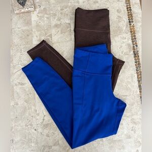 Lot of 2 Pairs Of GapFit High Rise‎ Athletic Leggings Women’s Brown/Blue Size S